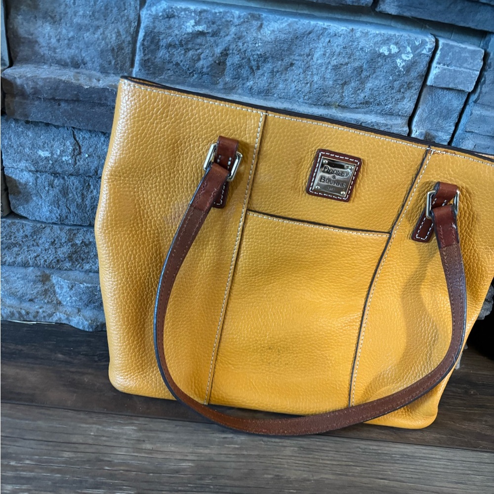 Dooney & Bourke Yellow Tote with Brown Straps
